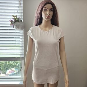 Aritzia The Constant nude neutral  t shirt tee long line tan